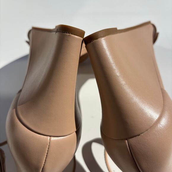 Coach Odetta Nude Leather Wedge Sandal Ankle Wrap 9 - Picture 9 of 11